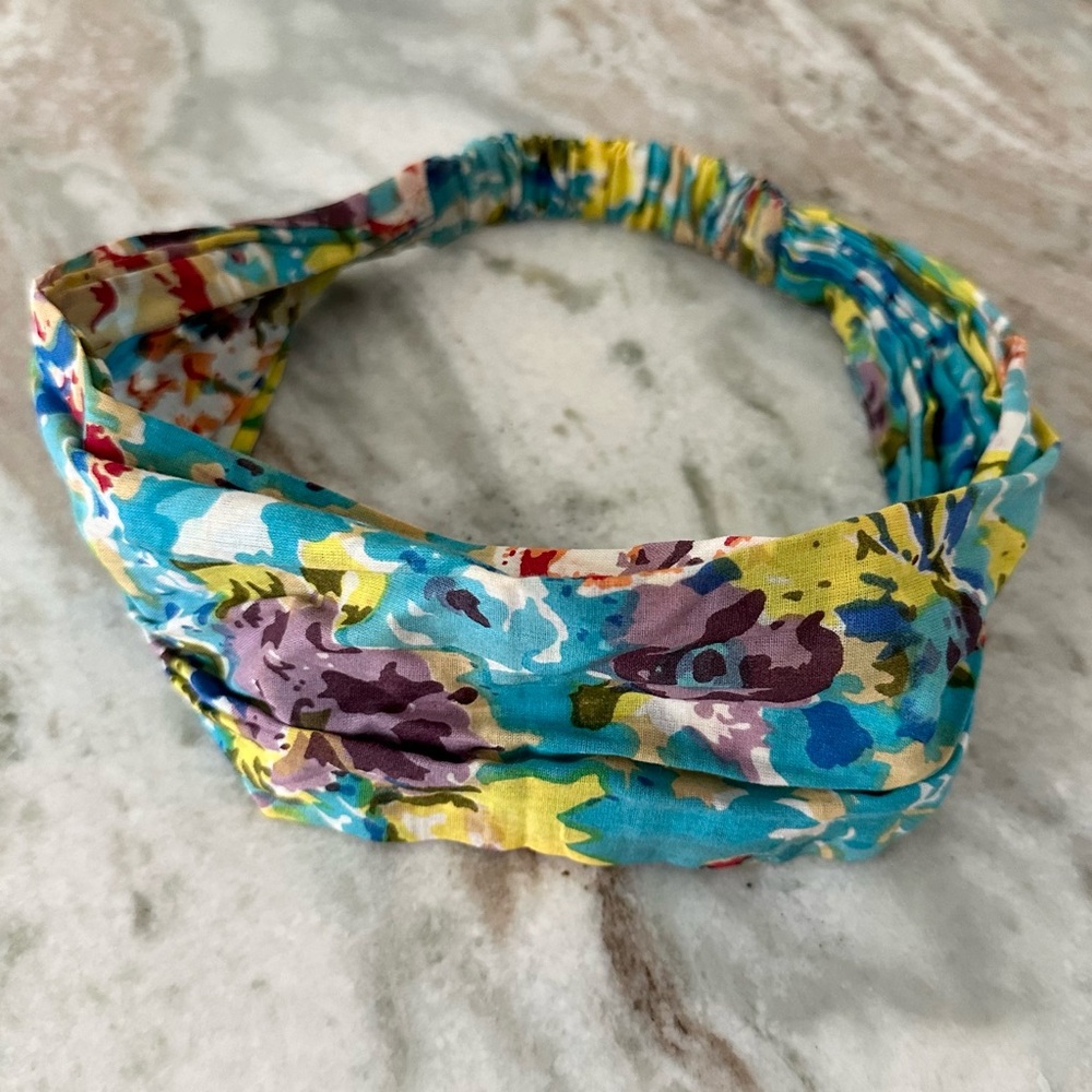 Floral Print Fabric Wide Headband - Boho